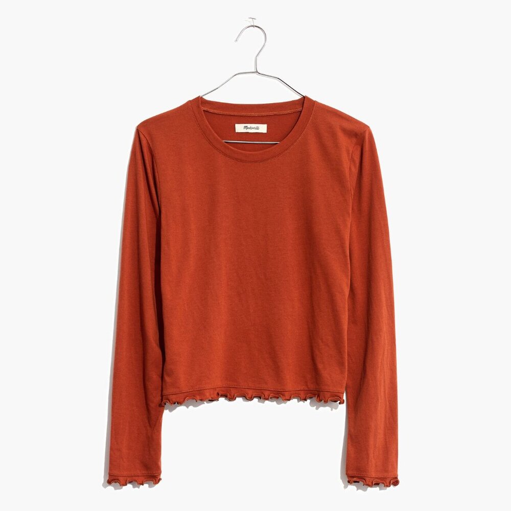 Madewell Ruffle Edge Tee in Burnt Clay - sz S